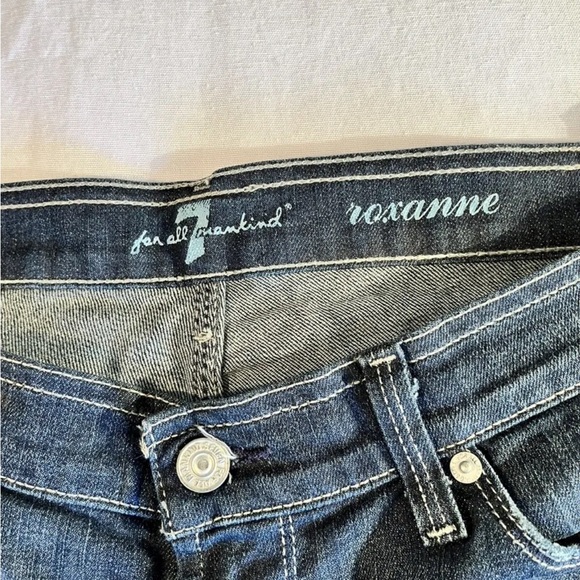 7 For All Mankind Skinny Jeans Womens Size 30x33 Dark Wash Low Rise - Picture 3 of 6